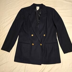 Vintage 80s Navy Blue Wool blazer F.T. Studio Size 14